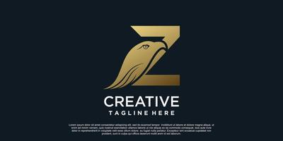 Brief z Logo Design mit Kopf Adler einzigartig Konzept Prämie Vektor