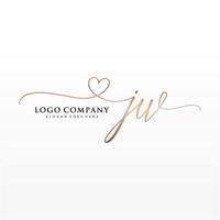 första jw feminin logotyp samlingar mall. handstil logotyp av första signatur, bröllop, mode, smycken, boutique, blommig och botanisk med kreativ mall för några företag eller företag. vektor