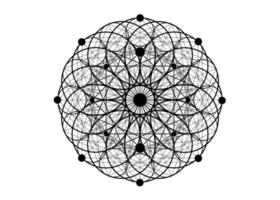 Samen von Leben Symbol heilig Geometrie. Logo Symbol geometrisch Mystiker Mandala von Alchimie esoterisch Blume von Leben. heilig Dreieinigkeit Zeichen Vektor schwarz tätowieren göttlich meditativ Amulett isoliert auf Weiß Hintergrund