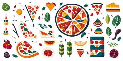 italiensk stil pizza på en trä- styrelse, platt vektor grafisk design