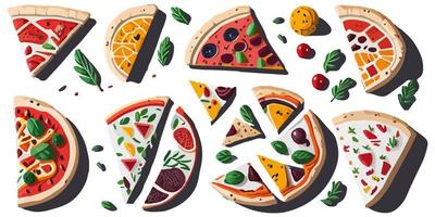 utsökt platt vektor illustration av en räka pizza låda