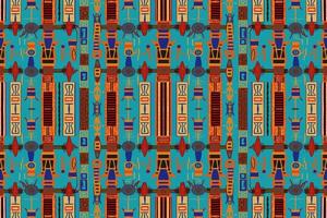 etnisk ikat egyptisk hieroglyfer mönster. abstrakt traditionell folk antik stam- grafisk linje. textur textil- tyg etnisk egyptisk mönster vektor. utsmyckad elegant lyx årgång retro stil. vektor