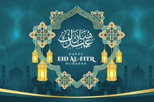 eid al fitr mubarak hälsning, islamic prydnad mall för bakgrund, baner, affisch, omslag design, kuvert, social media utfodra. ramadan kareem och eid mubarak 2023 begrepp vektor