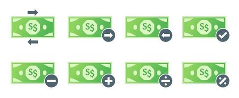 singapore dollar pengar transaktion ikon uppsättning vektor