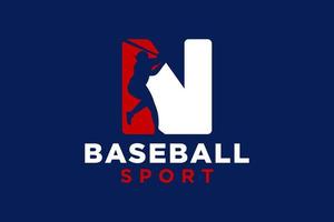 Brief n Baseball Logo Symbol Vektor Vorlage.