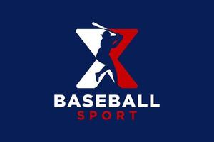 brev x baseboll logotyp ikon vektor mall.