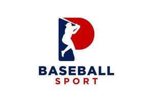 Brief p Baseball Logo Symbol Vektor Vorlage.