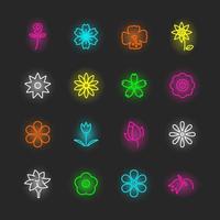 Blume Neon Icon Set vektor