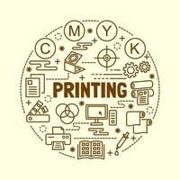 Drucken minimaler dünner Linien Symbole eingestellt vektor