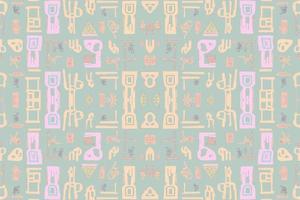 ethnisch Ikat ägyptisch Hieroglyphen Muster Pastell- Farbe. abstrakt traditionell Volk Antiquität Stammes- Grafik Linie aufwendig elegant Luxus Jahrgang retro. Textur Textil- Stoff ethnisch ägyptisch Muster Vektor