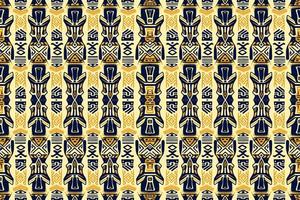 ethnisch Ikat ägyptisch Hieroglyphen Muster. abstrakt traditionell Volk Antiquität Stammes- Grafik Linie. Textur Textil- Stoff ethnisch ägyptisch Muster Vektor. aufwendig elegant Luxus Jahrgang retro Stil. vektor