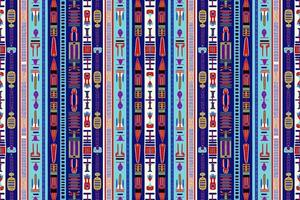 ethnisch Ikat ägyptisch Hieroglyphen Muster. abstrakt traditionell Volk Antiquität Stammes- Grafik Linie. Textur Textil- Stoff ethnisch ägyptisch Muster Vektor. aufwendig elegant Luxus Jahrgang retro Stil. vektor