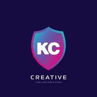 kc första logotyp med färgrik mall vektor. vektor