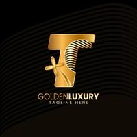 Luxus Gold Brief t Logos. Jahrgang dekorativ Design. vektor