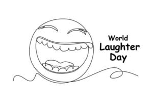 kontinuierlich eine Linie Zeichnung von glücklich Lachen Emoji. Welt Lachen Tag Konzept Single Linie zeichnet Design Grafik Vektor Illustration