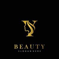 Brief y Eleganz Luxus Schönheit Gold Farbe Damen Mode Logo vektor