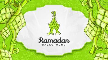 hand dragen ramadan ketupats bakgrund vektor