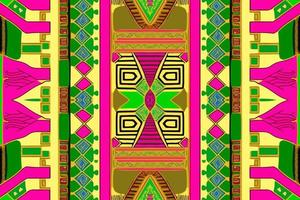 ägyptisch Muster Grün Rosa und Gelb Hintergrund. abstrakt traditionell Volk Antiquität Stammes- ethnisch Grafik Linie. aufwendig elegant Luxus Jahrgang retro Stil. Textur Textil- Stoff ethnisch Ägypten Muster vektor
