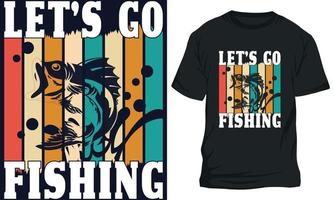 Fantastisk fiske t-shirt design låta s gå fiske vektor