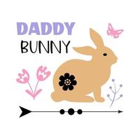 pappa kanin - söt påsk kanin design. pastell färger, platt design. vektor