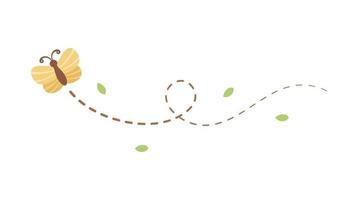 fliegend Schmetterling Weg mit gestrichelt Linie Route. Natur Frühling Sommer- Design Element vektor