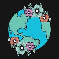 jord dag blommig vektor t-shirt design