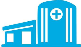 Gebäude Krankenhaus. im eben Form, im modern Blau Farbe. Symbol Vektor Logo Illustration