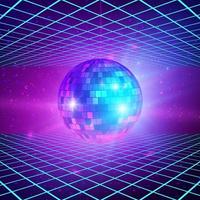 retro Hintergrund mit Laser- Strahlen und Spiegel Ball. Disko Party 80er Jahre Poster Vorlage. Vektor Illustration