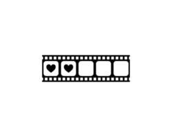 Herz gestalten im das Filmstreifen Silhouette, Film Zeichen zum romantisch oder Romantik oder Valentinstag Serie, Liebe oder mögen Bewertung Niveau Symbol Symbol zum Romantik Film Geschichte. Vektor Illustration