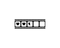 Herz gestalten im das Filmstreifen Silhouette, Film Zeichen zum romantisch oder Romantik oder Valentinstag Serie, Liebe oder mögen Bewertung Niveau Symbol Symbol zum Romantik Film Geschichte. Vektor Illustration