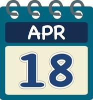 eben Symbol Kalender 18 von Apr. Datum, Tag und Monat. Vektor Illustration . Blau blaugrün Grün Farbe Banner. 18 Apr. 18 .. von Apr.