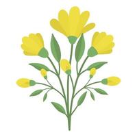 en delikat kvist av gul blommor. vektor illustration av årgång söt gul blommor. delikat blomma för dekoration. isolerat.