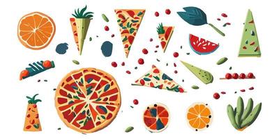 runden Scheibe von Käse und Tomate Pizza im ein eben Karikatur Stil Vektor Illustration