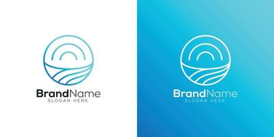Blau Ozean Welle Logo Design Vorlage vektor