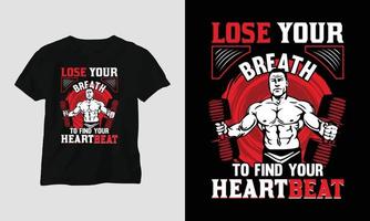 Gym älskare t-shirt design med kroppsbyggare illustration vektor