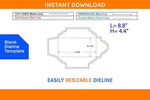 Hochzeit Briefumschlag dl Größe Dieline Vorlage und 3d Vektor Datei leer Dieline Vorlage