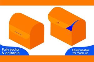 Schmuck Box Dieline Vorlage und 3d Box Design 3d Box vektor
