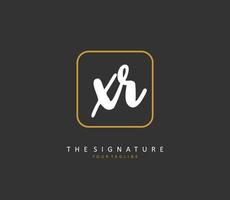 xr första brev handstil och signatur logotyp. en begrepp handstil första logotyp med mall element. vektor