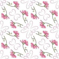 modern nahtlos Blumen- Muster, handgemalt Rosa Blumen auf ein Weiß Hintergrund. ein elegant Vorlage zum modisch Drucke, Drucken, Webseite Design. vektor