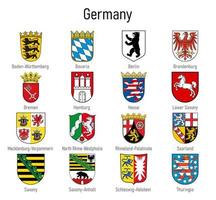 Mantel von Waffen von das Zustände von Deutschland, alle Deutsche Regionen Emblem vektor
