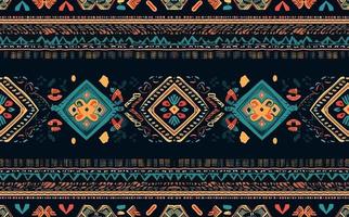 ethnisch abstrakt Ikat Muster. nahtlos Muster im Stammes-, Volk Stickerei, Mexikaner Stil. aztekisch geometrisch Kunst Ornament Druckdesign zum Teppich, Hintergrund, Kleidung, Verpackung, Stoff, Abdeckung, Textil- vektor