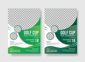 Golf Tasse Turnier Flyer Design Vorlage, jährlich Sport Veranstaltung Ankündigung Poster vektor