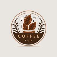Kaffee Geschäft Vektor Logo mit Kaffee Bohnen kleben aus von das oben