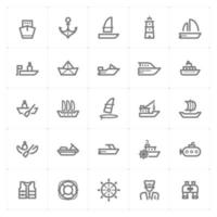 båt och fartyg linje ikoner. vektorillustration på vit bakgrund. vektor