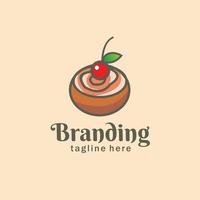 Schokolade Pudding Logo Design, Kirsche, Süss Essen, Schokolade Kuchen, Logo zum Essen und Getränk Geschäft vektor