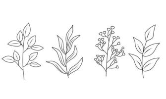 Blumen- einstellen von Hand gezeichnet botanisch Elemente. Vektor Illustration.