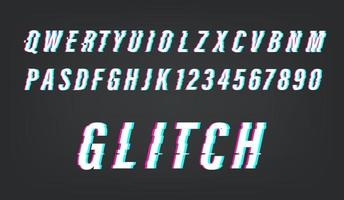 Glitch Video-Effekt. Vektor Alphabet Symbole gesetzt