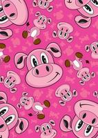 söt tecknad serie gris karaktär gård mönster vektor