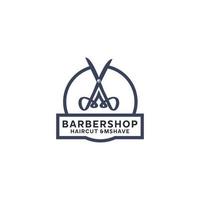 barbershop enkel minimalistisk logotypdesign med elegant prydnad vektor