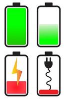 Batterie Symbol Vektor Abbildung.Batterie Leben Symbol Satz, Batterie aufladen Indikator